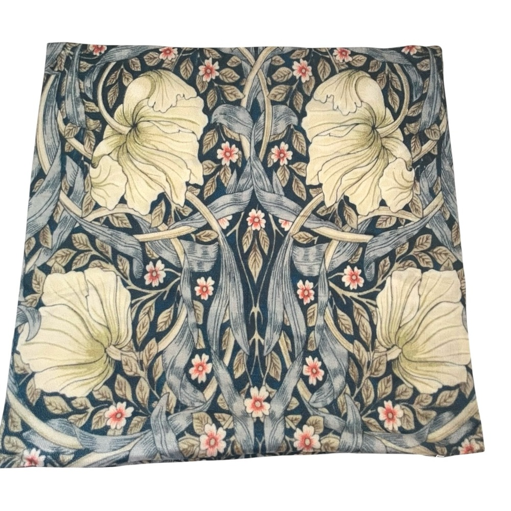 Floral Velour Pillow Cover Teal Cream Celery coral 16x16 Traditioal Classic Boho